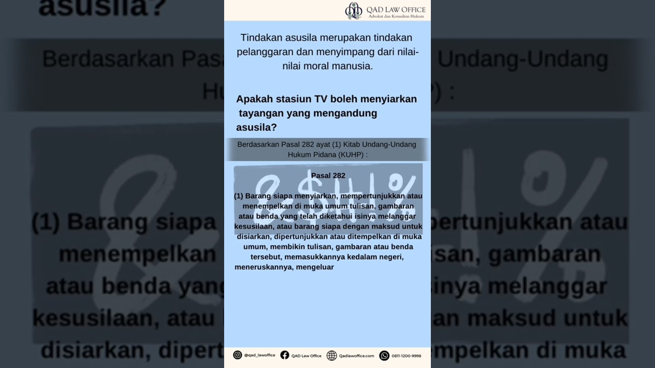 Tindakan Asusila || QAD Law Office Channel