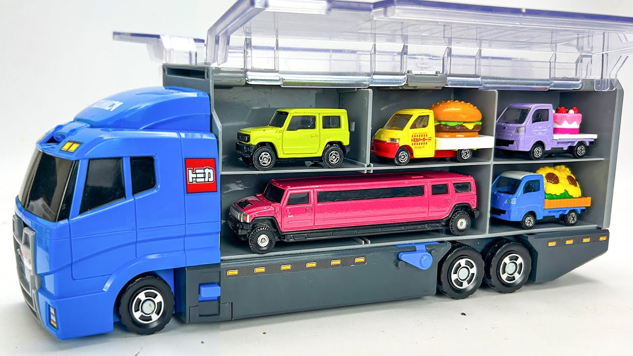 トミカ☆ミニカーを開封してチェック！救急車・工事車・はたらく車をコンボイに収納します☆ Tomica Mini Cars Unboxing & Convoy Storage