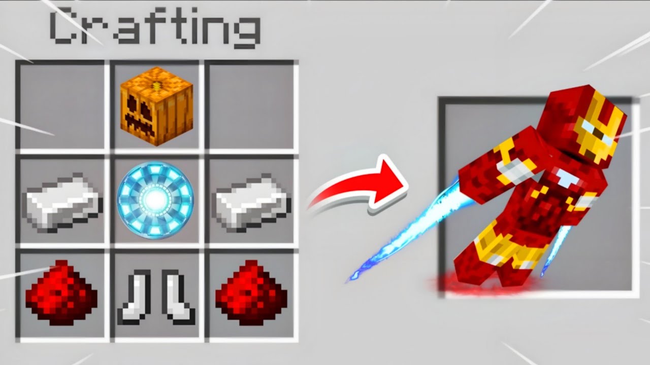 Minecraft but there are custom iron man ...