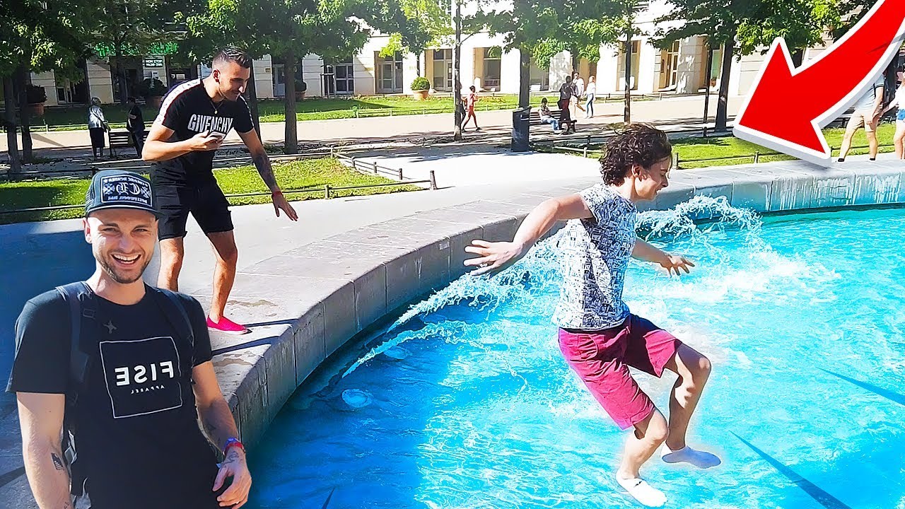 FAIRE SAUTER DES GENS HABILLÉS DANS UNE FONTAINE ! (AVEC BASTOS)