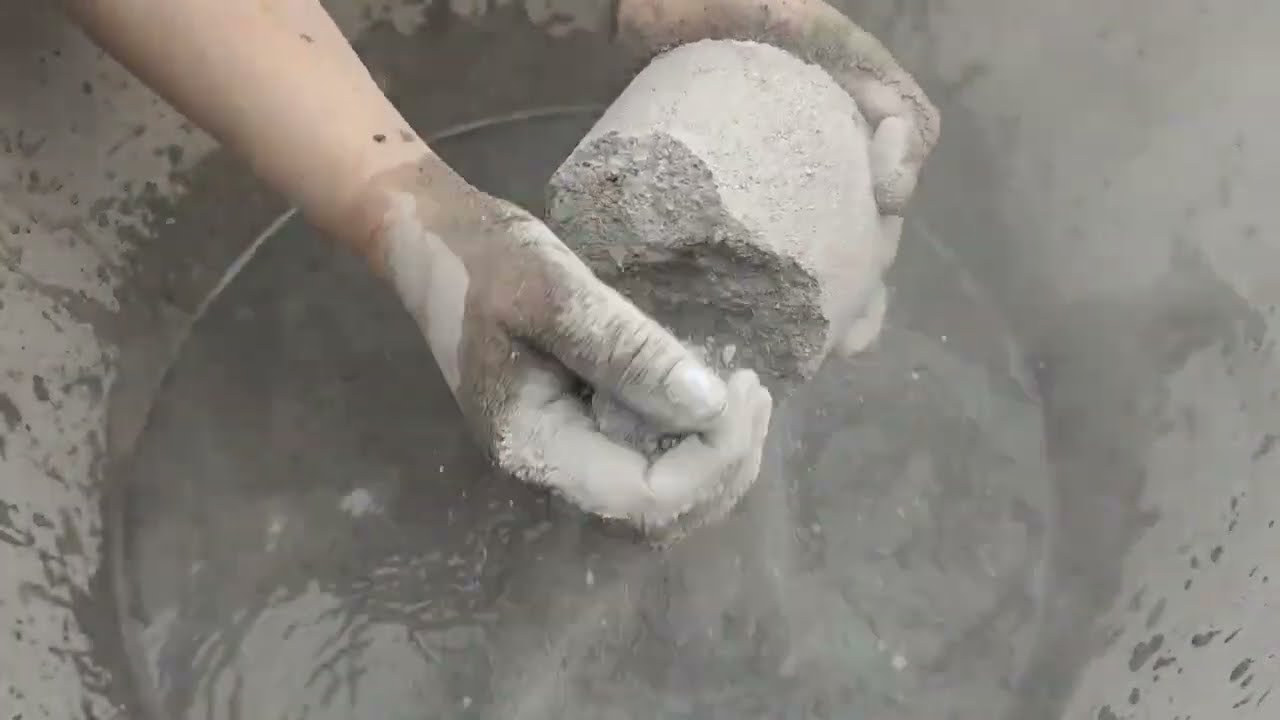 Asmr - Gritty sand cement crumbling in water 💦#satisfying 