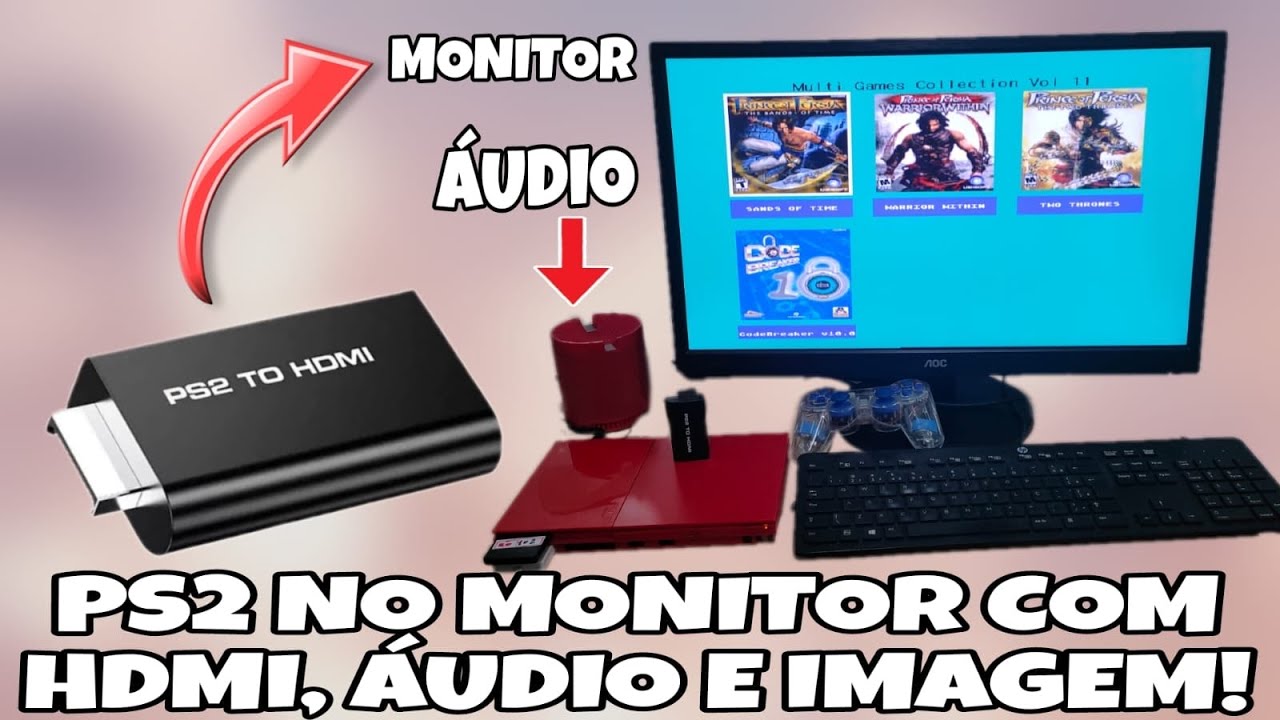 PLAYSTATION 2  NO MONITOR HDMI - COM AUDIO! Veja como!