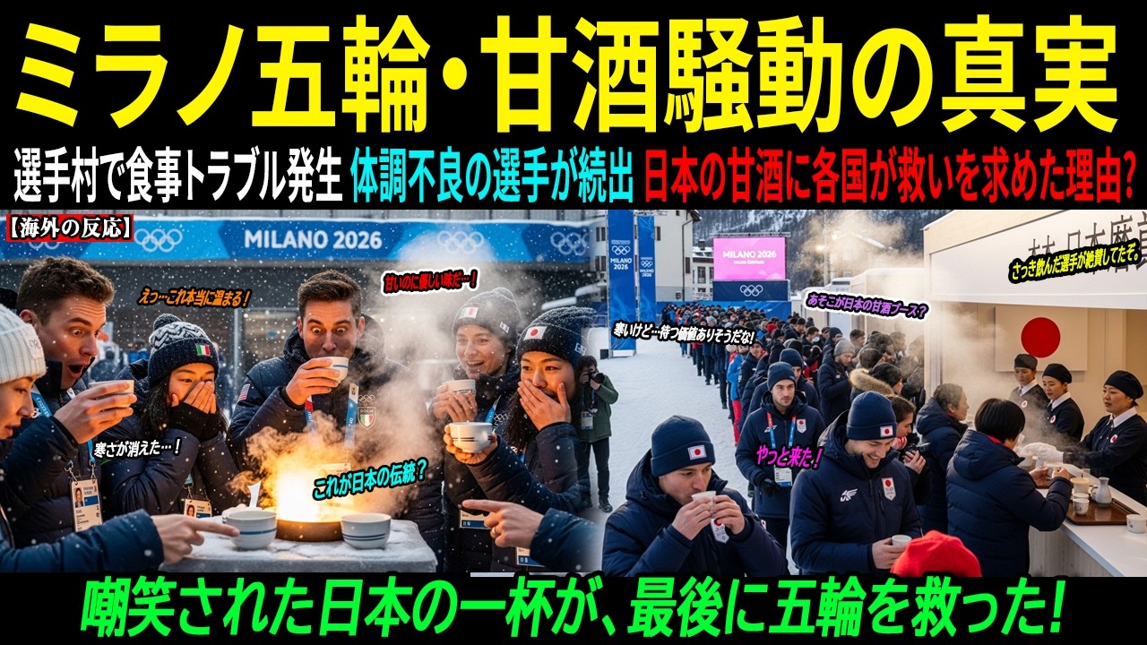 【海外の反応】なぜ日本の甘酒に92カ国の選手が並んだのか？混乱するミラノ五輪、閑散とするエスプレッソ…イタリアが沈黙した理由