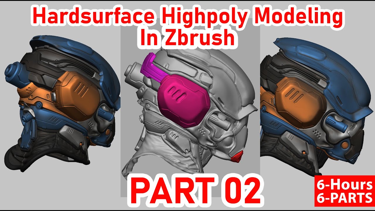 Hardsurface helmet Highpoly modeling in Zbrush Part_02
