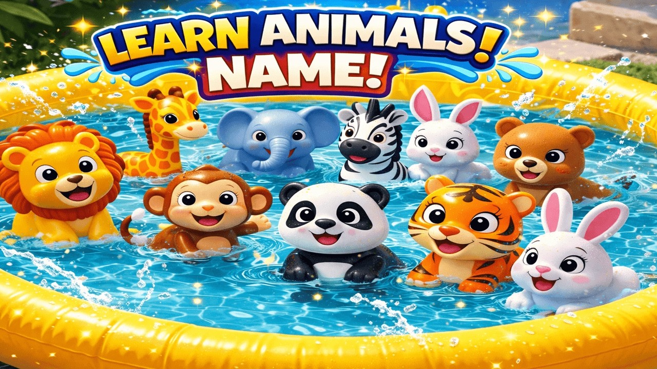 Учим названия животных на английском языке 🐘 | Игрушки-животные в бассейне | Обучающее видео для ...
