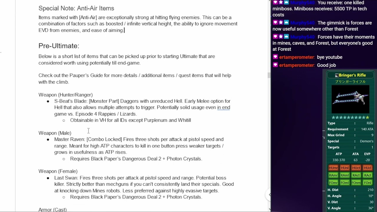 Rags to Riches Ultimate Guide (PSO Ephinea): Items for all of Ultimate - Part 2/2