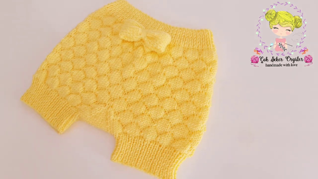 ÖRGÜ BEBEK ŞORTU YAPIMI  bonbon modeli how to knit baby shorts