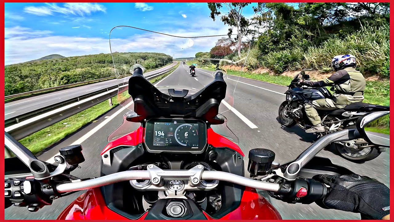DUCATI MULTISTRADA V4S, BMW R 1250GS E TIGER 900 ACELERANDO FORTE/DOIS FOGUETES NA PISTA