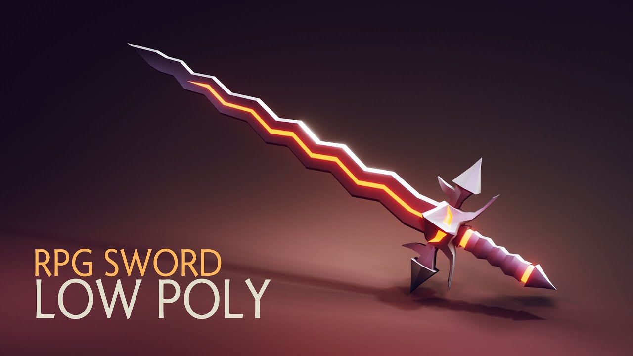 (Speed Modeling) Low Poly Fantasy SWORD in Blender 2.90 | Weapon Concept Art | 3d Weapon Design
