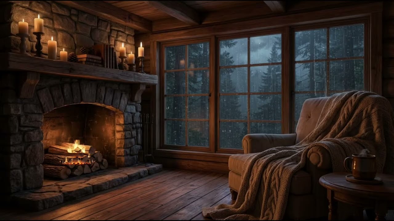 Gentle Night Rain on Cabin Roof | Calming Sounds for Deep Sleep