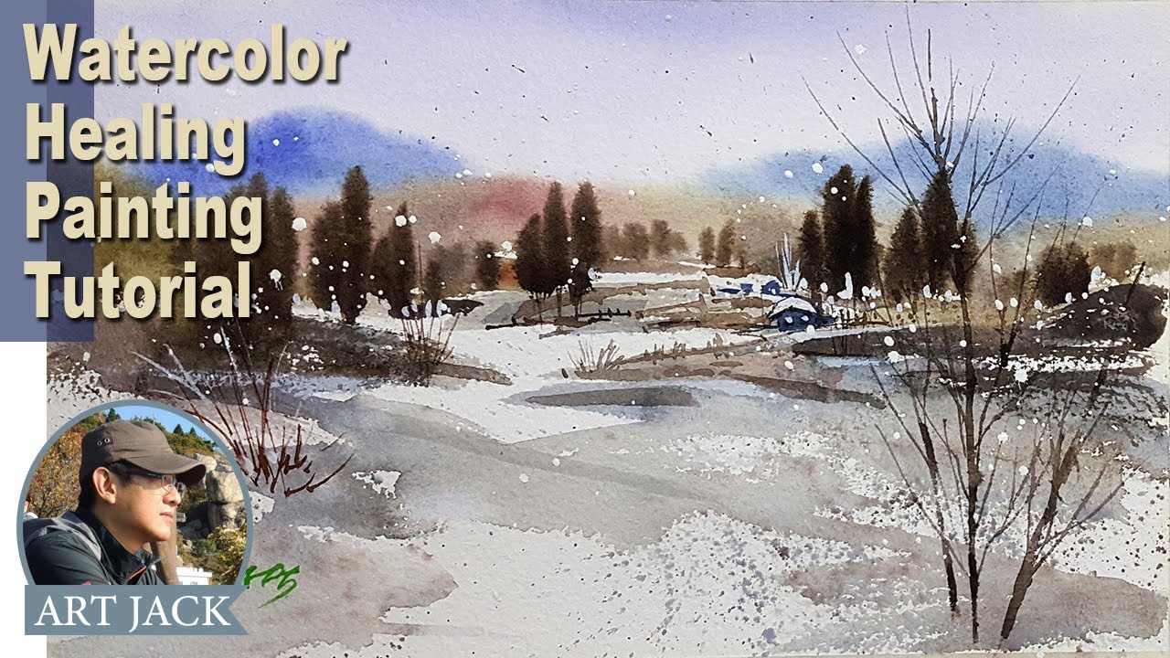 김재석쌤 취미 미술 그림 그리기 수채화 풍경 '눈내린 마을의 오후' No. 629 Watercolor Healing Painting Tutorial [ART JACK]