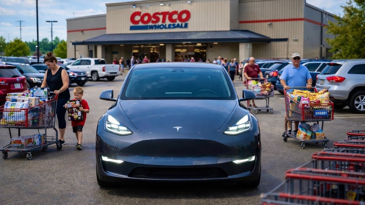 Tesla Self Driving VS Busy Costco Parking Lot!
