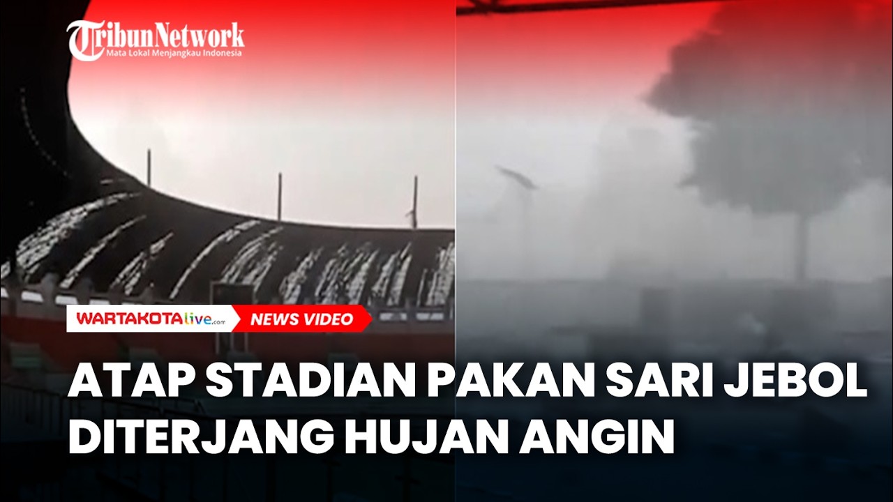 Atap Stadion Pakan Sari Jebol Diterjang Hujan Angin