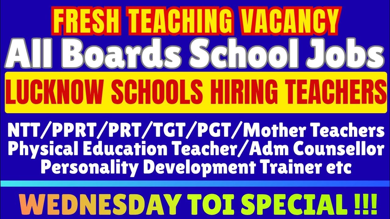 Wednesday TOI Special‼️Teaching & Non-Teaching Jobs #lucknow #vacancy #jobsearch 
