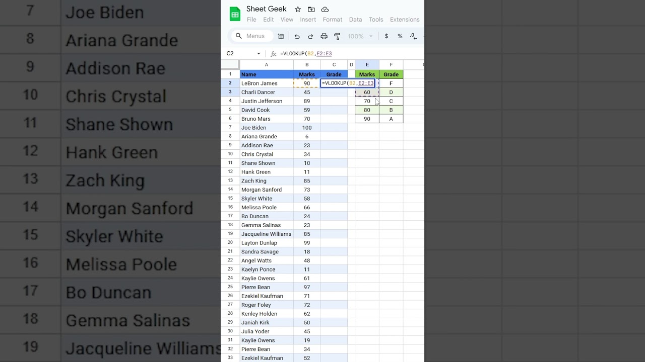 How to use VLOOKUP in Google Sheets! 😂 #googlesheets #exceltips #spreadsheets