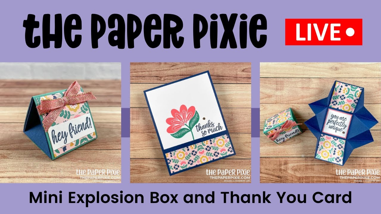 🔴 LIVE REPLAY! with The Paper Pixie - Mini Explosion Box and Thank You Card Tutorial - Episode 196