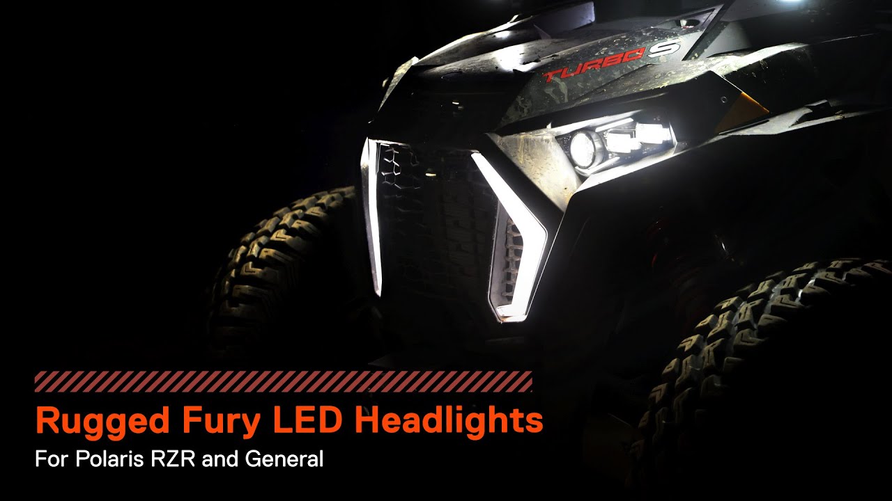 TRUE MODS Rugged Fury Design LED Headlights for Polaris RZR and General - Plug and Play & DOT Rated