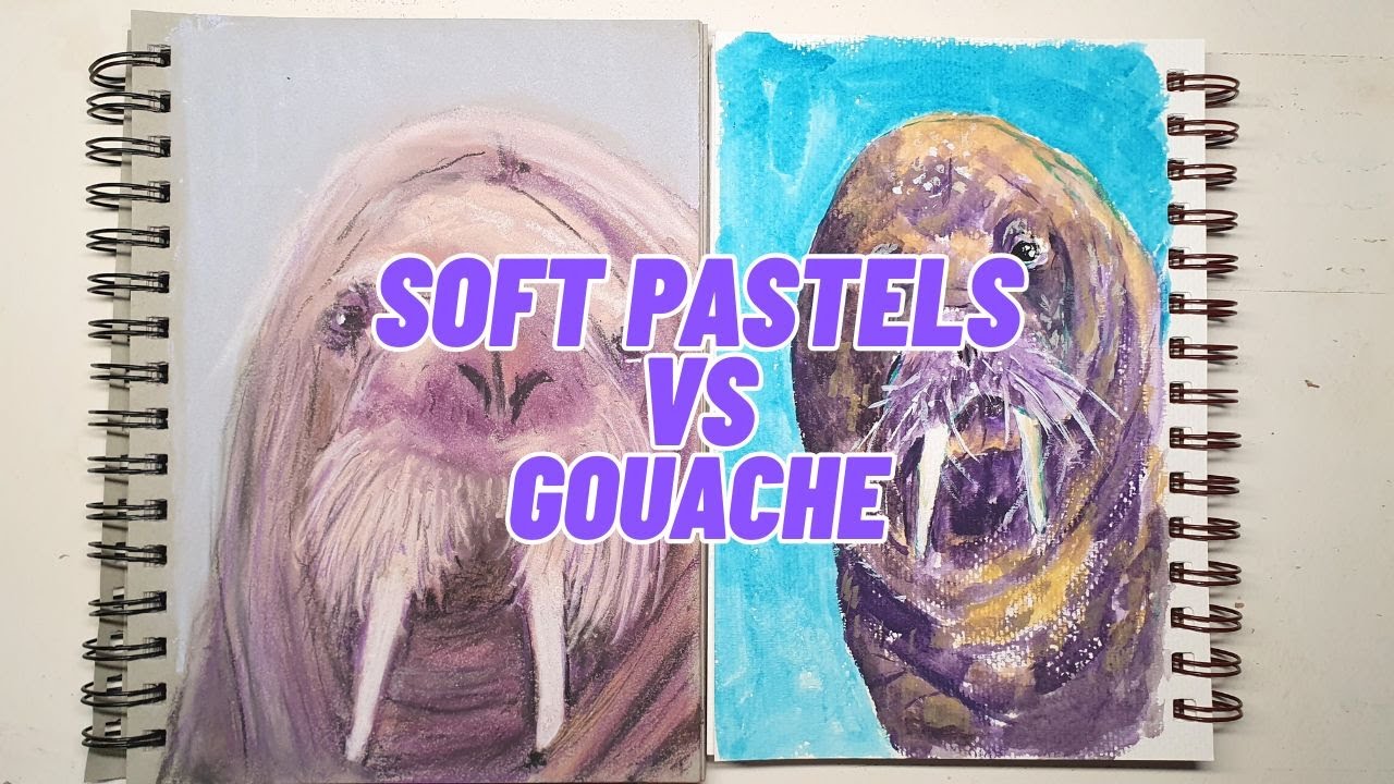 Painting a Sea Lion Together: Gouache vs. Soft Pastel 