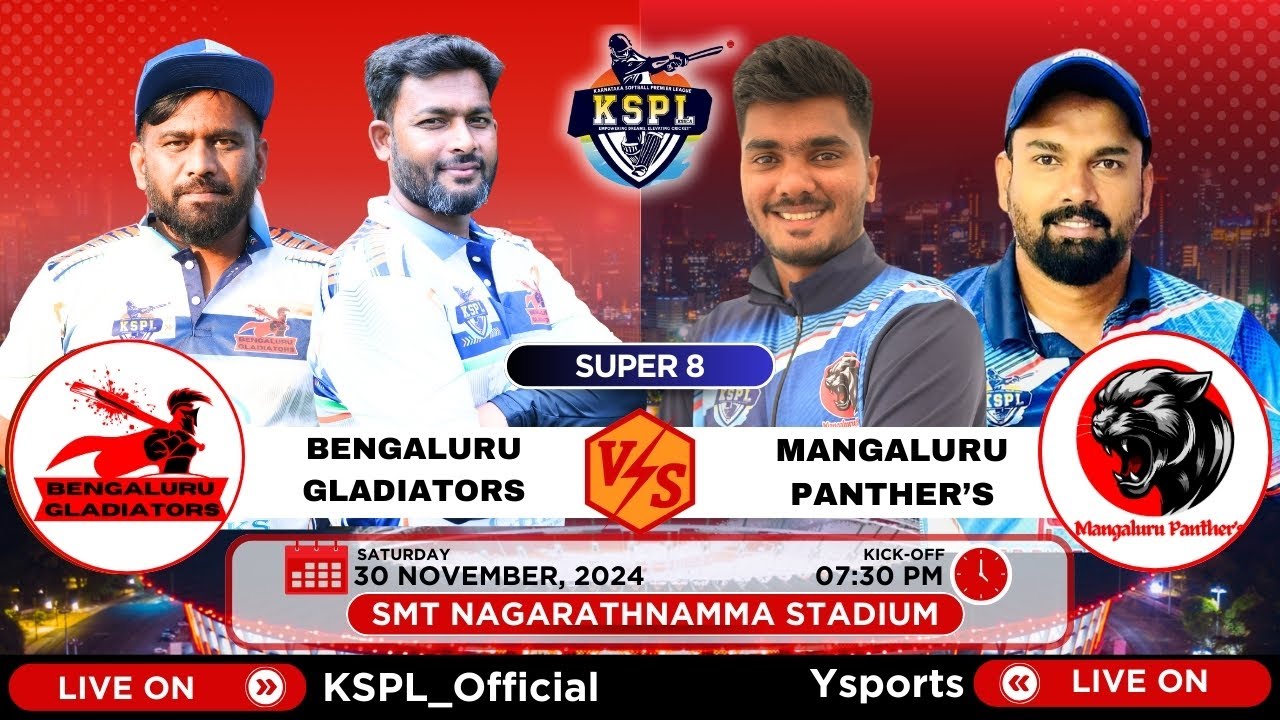 KSPL - 2024 || BENGALURU GLADIATOR'S  V/S MANGALURU PANTHER'S || SUPER 8 - 4TH MATCH ||