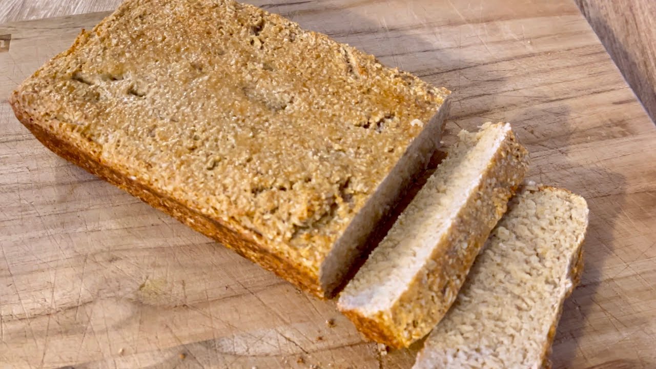 ขนมปังข้าวโอ๊ต วีแกน ไม่แป้ง นม เนย น้ำมัน น้ำตาลทราย Healthy Vegan Oat Bread