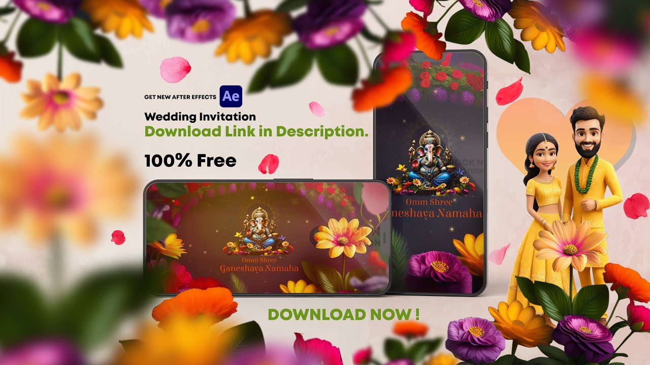 Download Your 😋Favorite Project | Yellow Red Floral Wedding Invitation | After Effects Save the Date