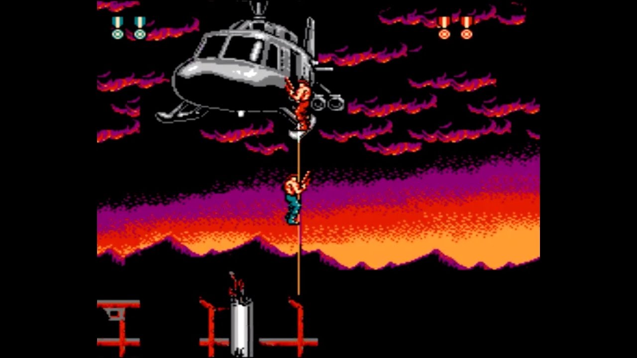 NES Super Contra No Death (2 player co op 1 credit each) full gameplay