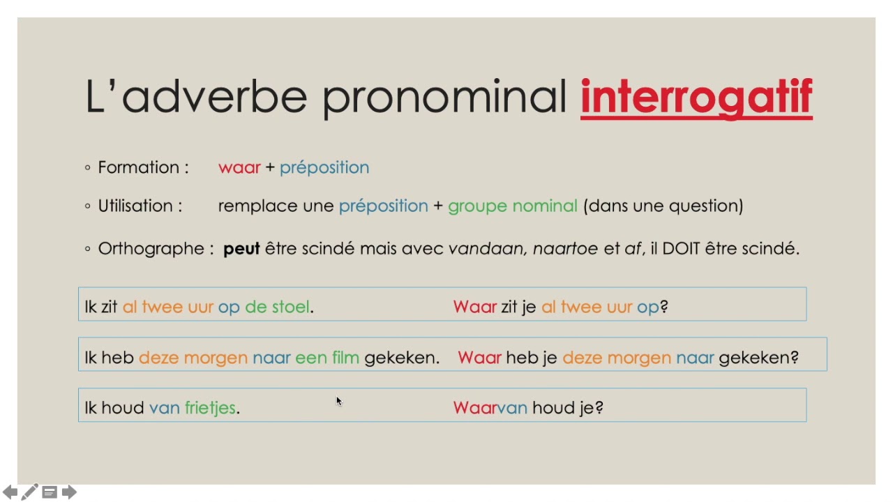Les adverbes pronominaux en néerlandais