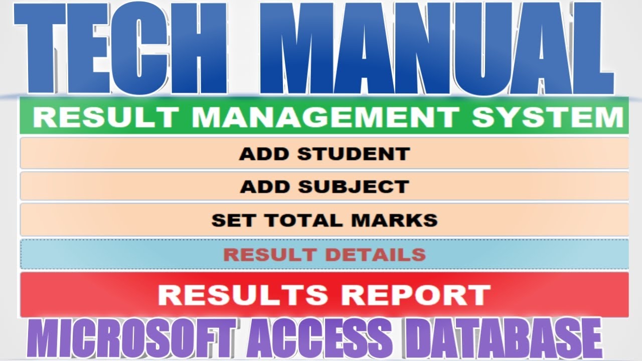 RESULTS MANAGEMENT SYSTEM IN MICROSOFT ACCESS DATABASE | MINI PROJECT ||
