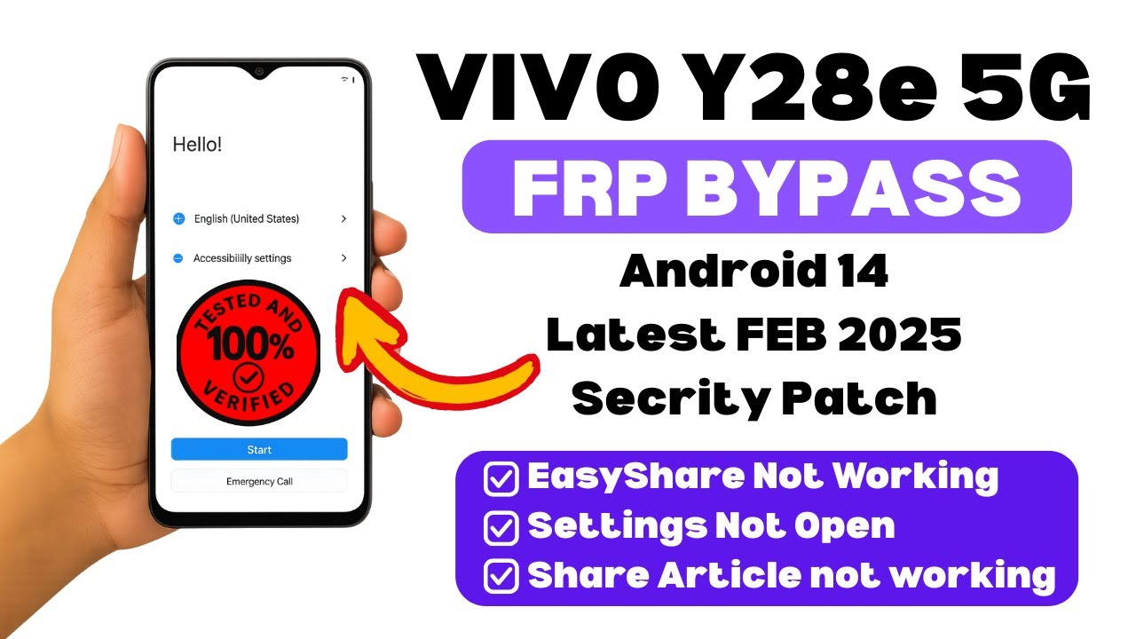 Vivo Y28e 5G FRP Bypass | All Vivo Android 14 Google Account Unlock Without PC | Easyshare Not Work