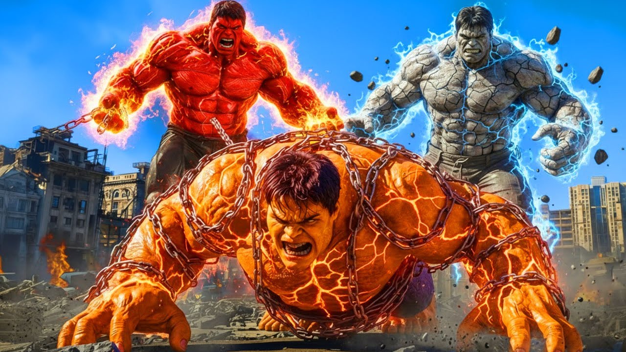 Orange Hulk vs White Hulk & Red Hulk | Epic Triple Clash! ⚡🔥