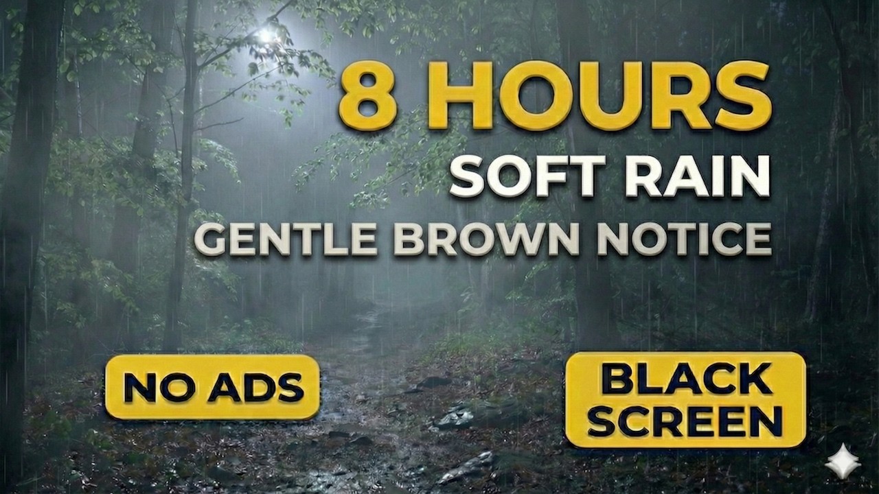 8 HOURS Soft Rain & Gentle Brown Noise 🌧️ Black Screen for Sleep