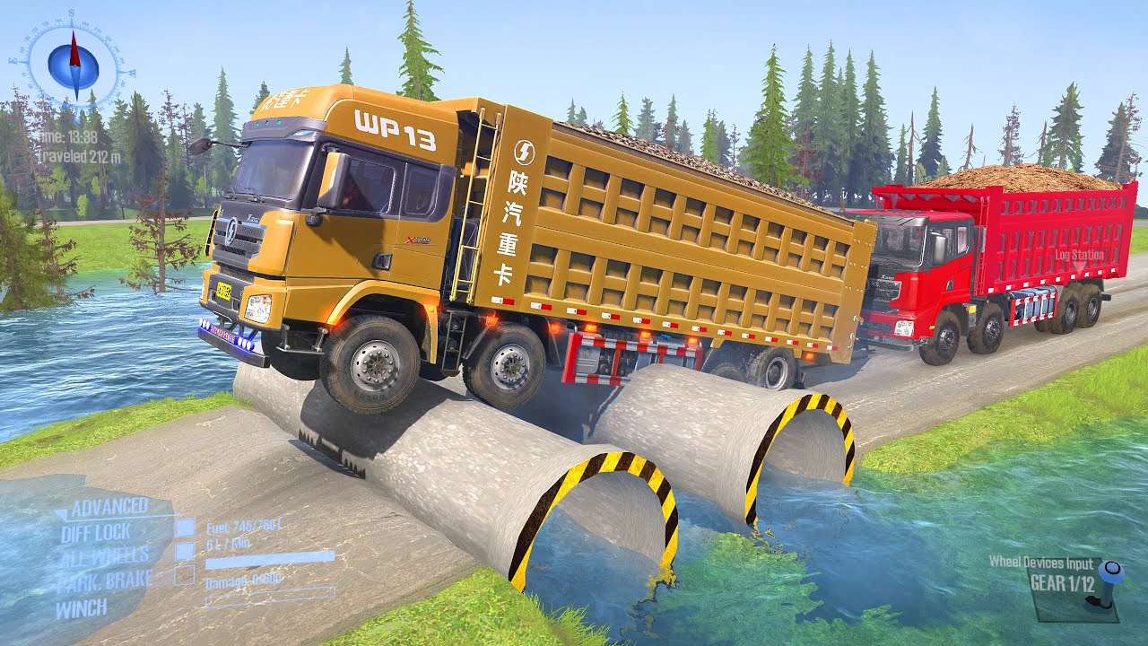 Spintires: mudrunner Truck vs Extreme Broken Road gameplay Game Daily165 #mudrunner