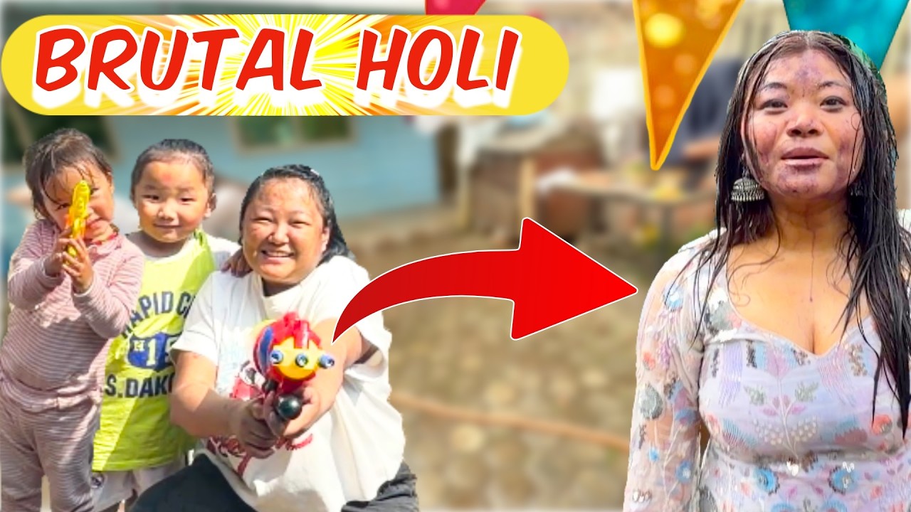 BRUTAL MOM/DAD IN HOLI | MUNA DD KO BIJOG  !!! KTA HARUKO AESTHETIC HOLI !!!