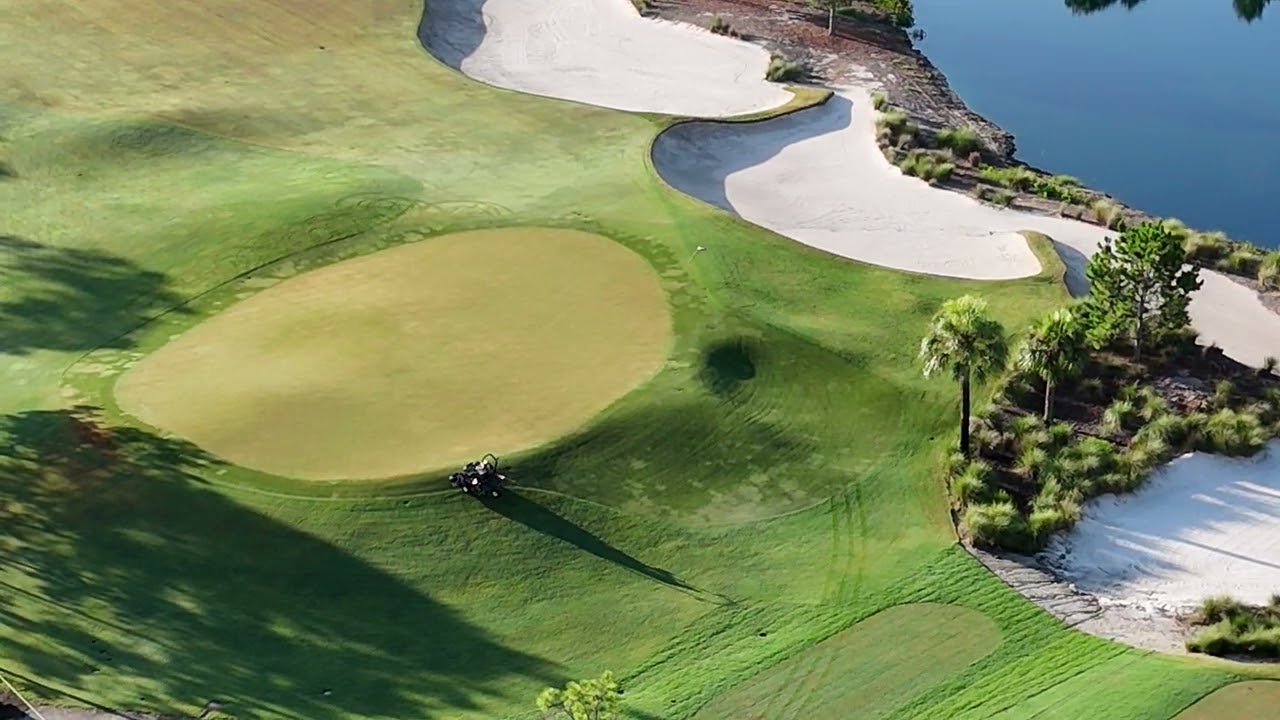 Golf course view from above. (no sound)