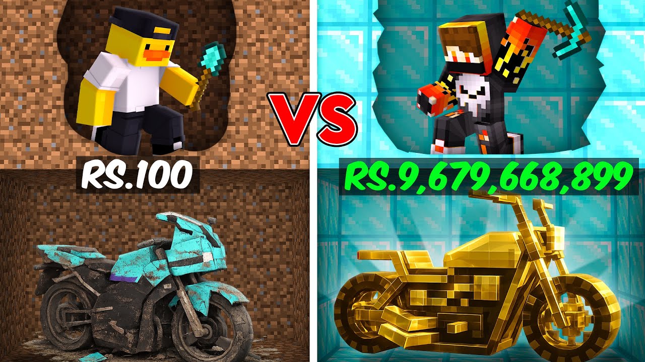 $1 vs $100,000 BIKE Mining Challenge in Minecraft..