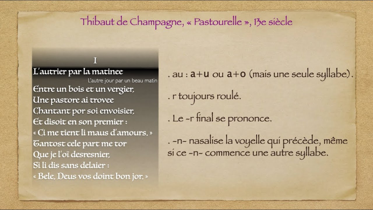 Sachez prononcer l'ancien français comme autour de l'an 1300.
