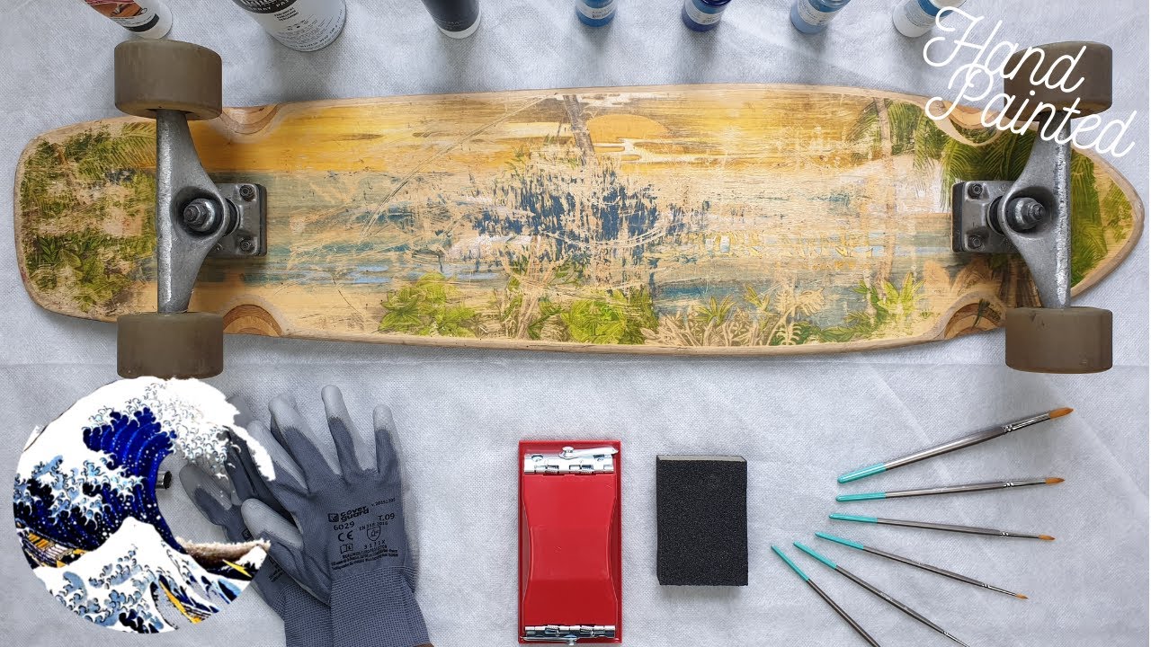 SKATEBOARD RESTORATION -The great wave/Hokusai- [Hand painted]