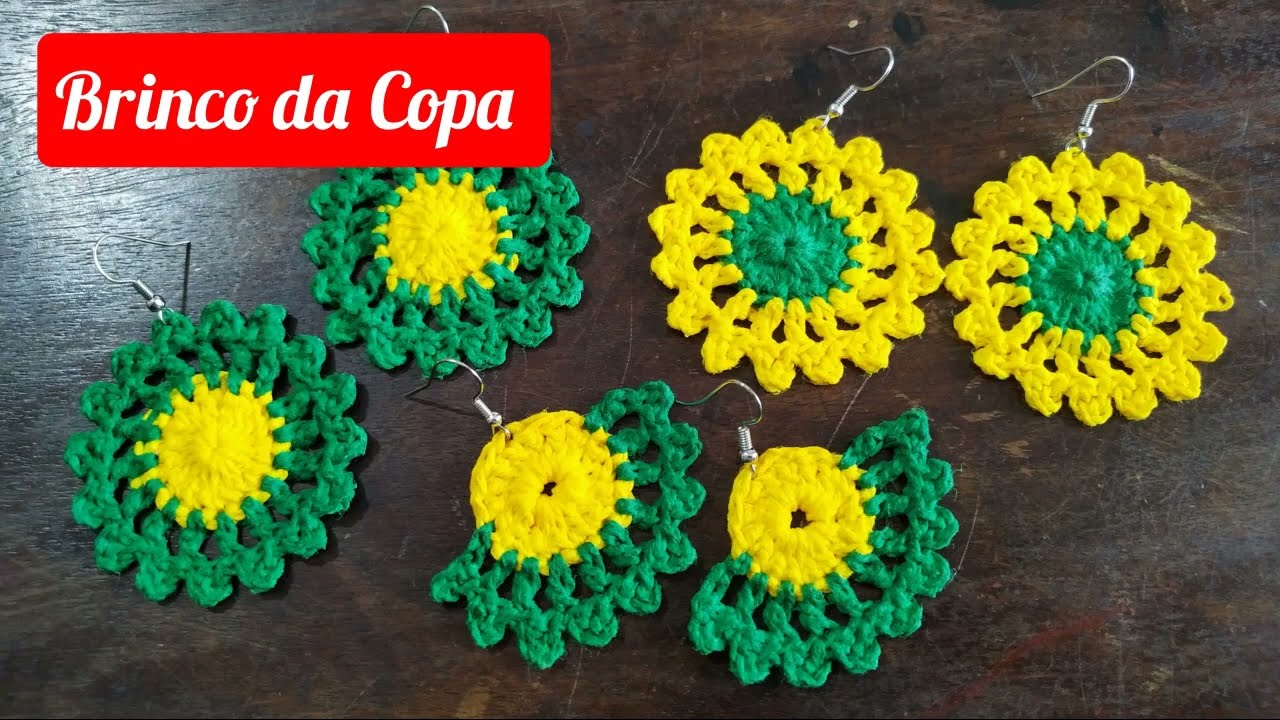 BRINCO DA COPA  DE CROCHÊ  #crochetearrings  #marcialobocroche