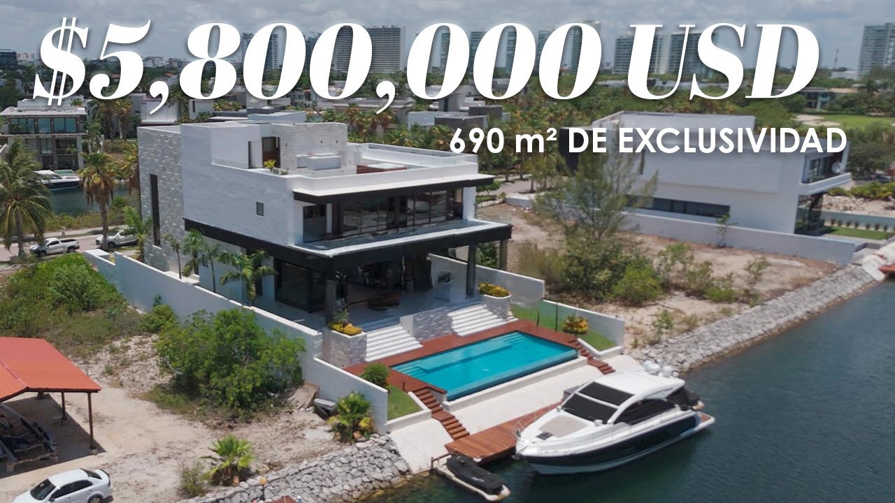 Casa de Lujo en Los Canales Puerto Cancún | 1,250 m² + Muelle Privado para Yate