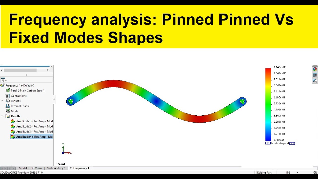 Solidworks simulation workshop 101 | Frequency analysis of pinned pinned bar