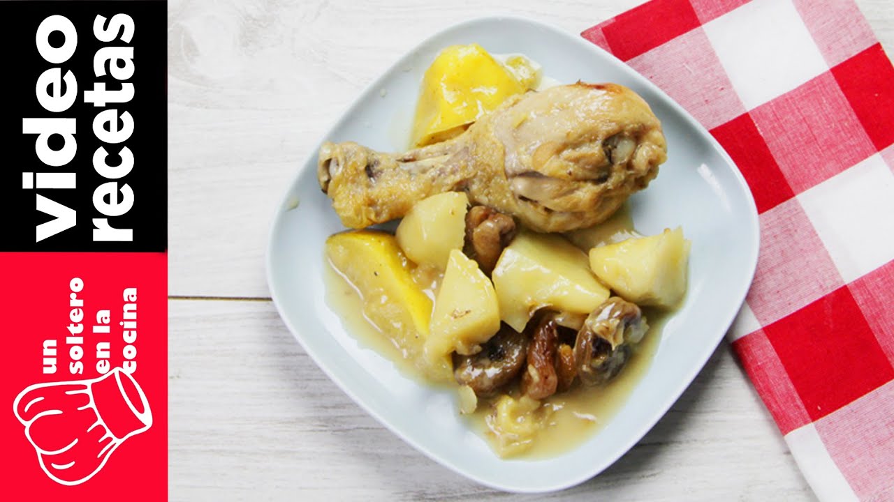 Pollo con manzanas y orejones