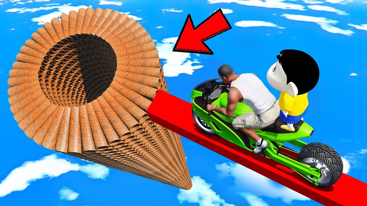 SHINCHAN AND FRANKLIN TRIED THE DEEPEST PIPE TUNNEL PARKOUR CHALLENGE GTA 5