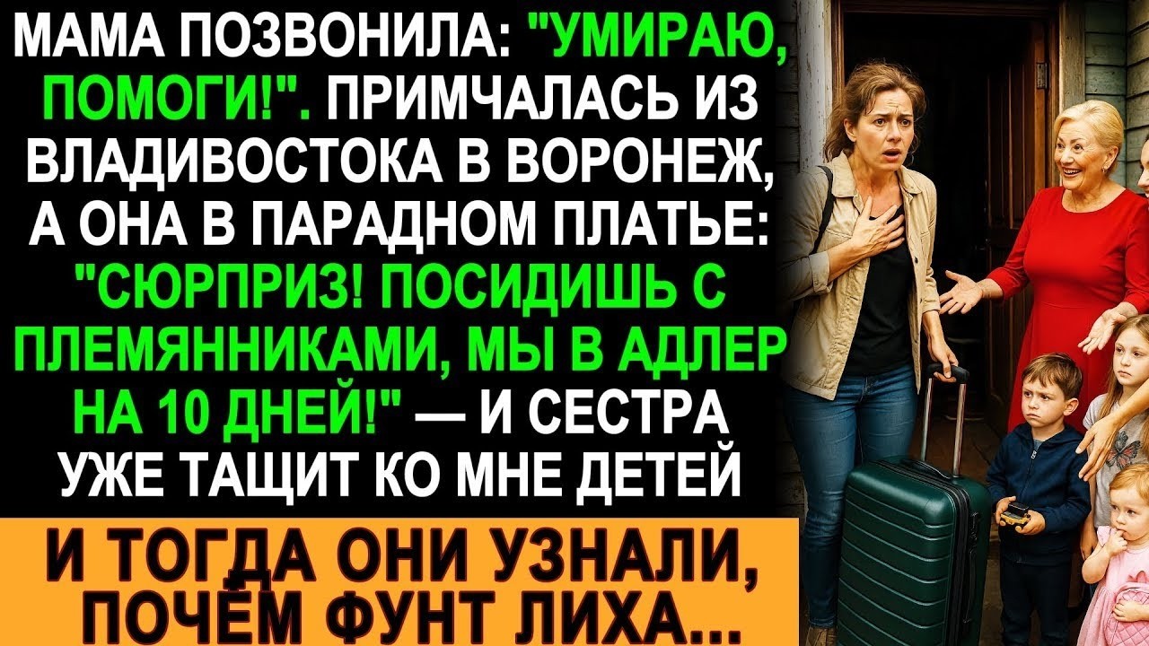 Примчалась спасать маму – а там чемоданы, сестра и дети на 10 дней!