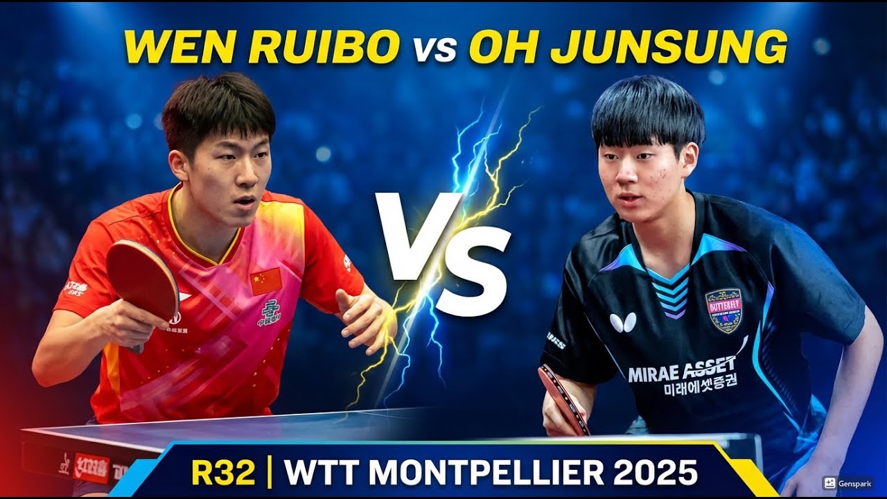 오준성 vs WEN RUIBO Men's Singles - Round of 32, WTT CHAMPIONS MONTPELLIER 2025