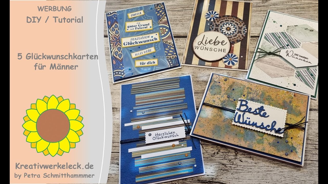 5 Glückwunschkarten für Männer #diy #tutorial #crafting #basteln #glückwunsch