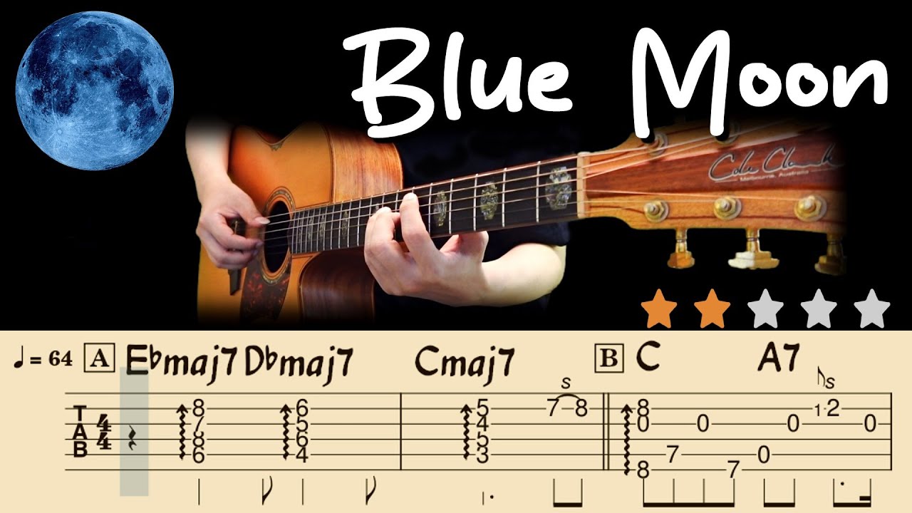 💖Blue Moon | Easy & Romantic Jazz Fingerstyle Guitar Tutorial | Simple TAB