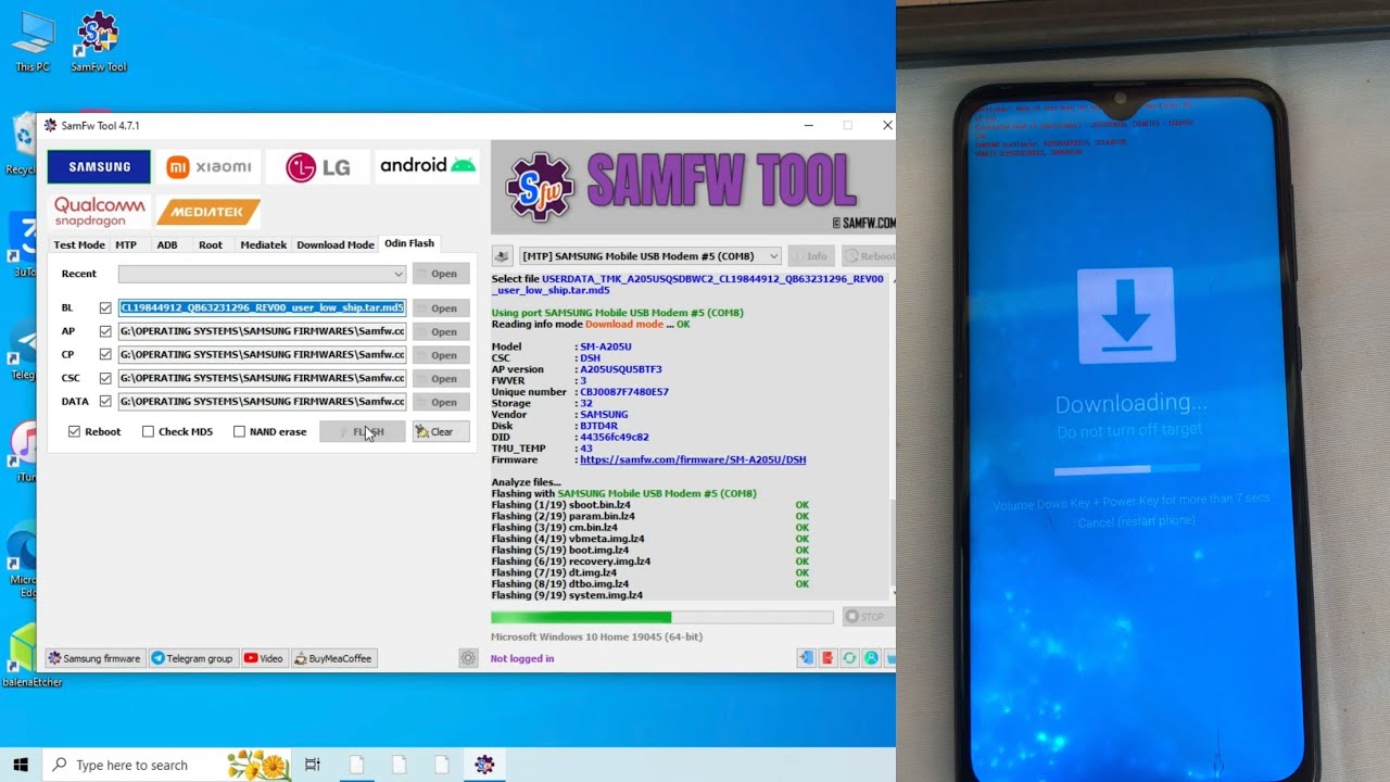 SAMSUNG GALAXY A20 INSTALL TMK FIRMWARE FLASH USING SAMFW FRPTOOL