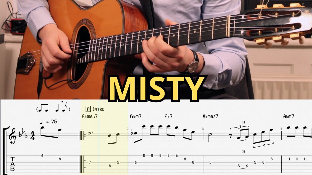 How to play: Misty - Jazz standard by Erroll Garner tabs + notation