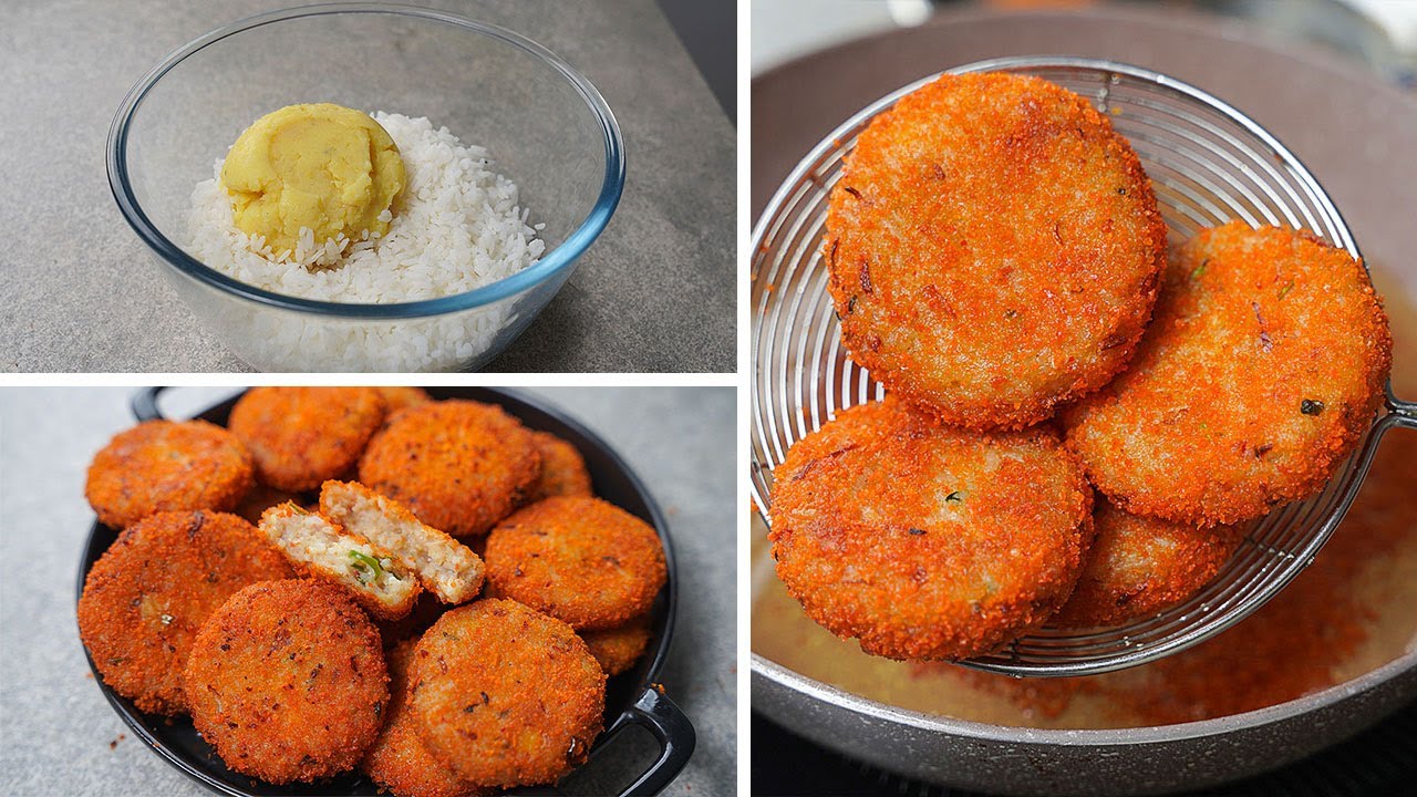 I Combined Leftover Rice With Potato & Make This Rice Cutlet Recipe | Rice Chop Recipe | Rice Snacks