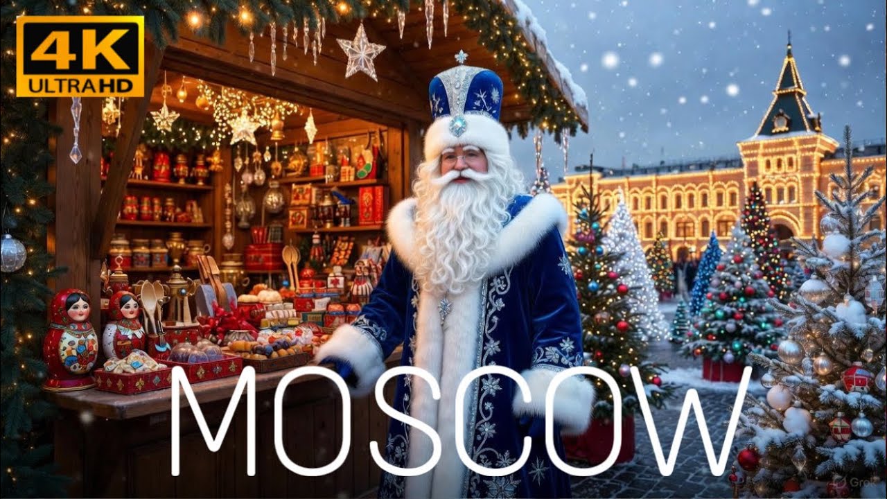 🎄[4K] Christmas in Moscow 2025 — Beautiful Holiday Lights & Festive Market Walk